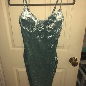 light blue velvet bodycon dress